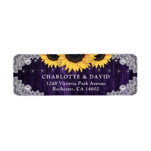 Rustic Purple Sunflower Return Address Labels
