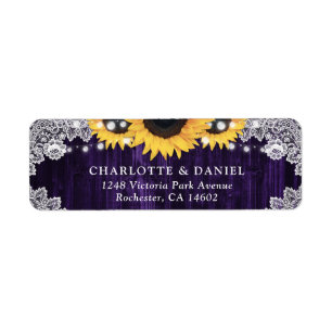 Rustic Purple Sunflower Return Address Labels