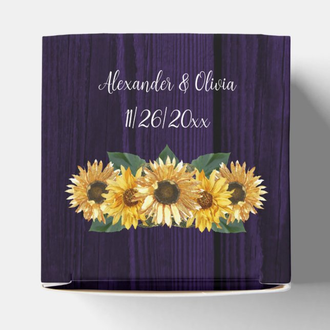 Rustic Purple Sunflower Wedding Favour Box (Top)