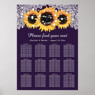 Rustic Purple Sunflower Wedding Seating Chart 12