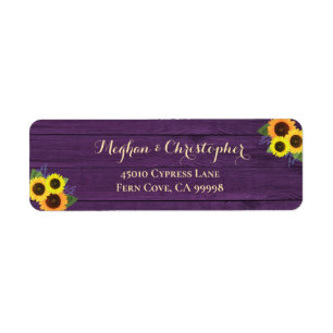 Rustic Purple Sunflowers Wedding Return Address