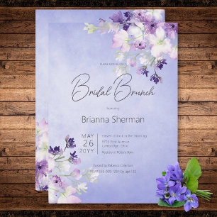 Rustic Purple Watercolor Floral Bridal Brunch Invitation
