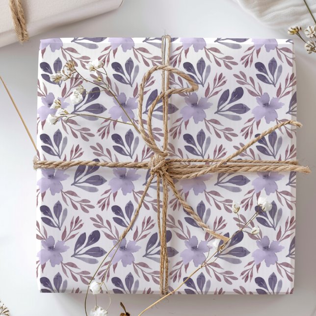 Rustic Purple Watercolor floral pattern  Wrapping Paper (Creator Uploaded)