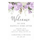 Rustic Purple White Floral Wedding Welcome Sign