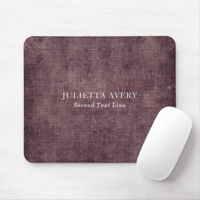 Rustic Purple Wine Linen Texture Mouse Mat (With Mouse)