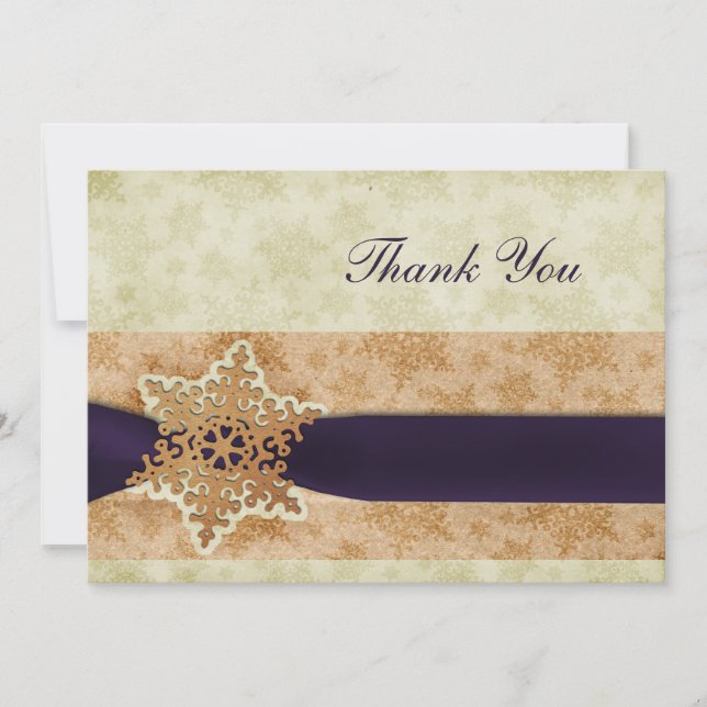 rustic purple winter wedding Thank You Invitation (Front)