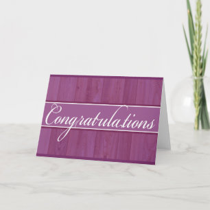 Rustic purple wood Congratulations greeting card