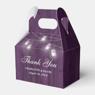 Rustic Purple Wood Mason Jars Wedding Thank You Favour Box