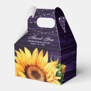 Rustic Purple Wood Sunflower Wedding Favour Box