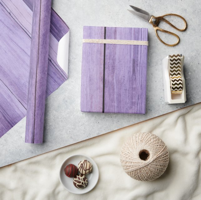 Rustic Purple Wood  Wrapping Paper (Crafts)