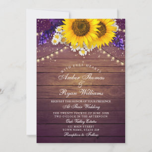 Rustic Purple Yellow Sunflower Floral Country Barn