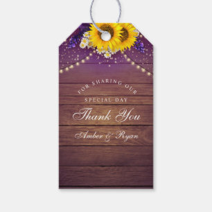 Rustic Purple Yellow Sunflower Floral Country Barn Gift Tags