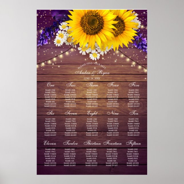 Rustic Purple Yellow Sunflower Floral Country Barn Poster (Front)