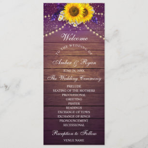 Rustic Purple Yellow Sunflower Floral Country Barn Programme