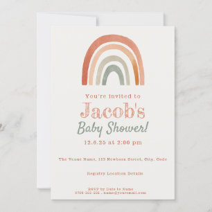 Rustic rainbow baby shower minimalist invite