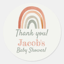 Rustic rainbow baby shower thank you