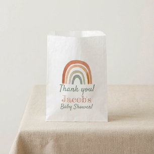 Rustic rainbow baby shower thank you favour bags