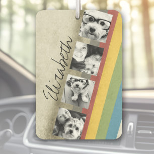 Rustic Rainbow Hipster 4 Photo Custom Collage Car Air Freshener
