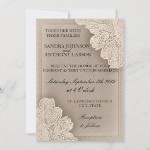 Rustic Raised Floral Wedding Invitation