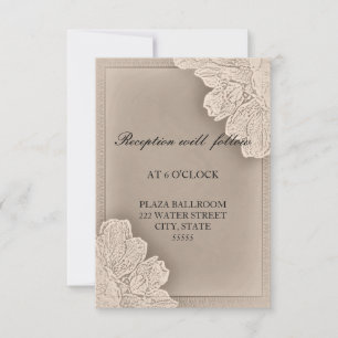 Rustic Raised Floral Wedding Reception Card