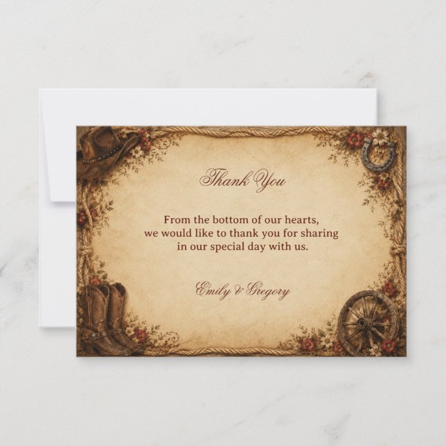 Rustic Ranch Gratitude Thank You Card (Front)
