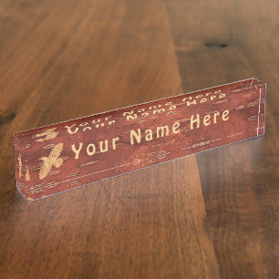 Rustic Raven On Inner Birch Bark Nameplate
