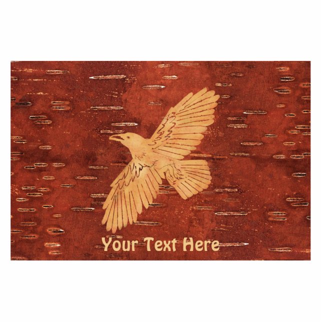 Rustic Raven On Inner Birch Bark Photo Sculpture Magnet (Front)
