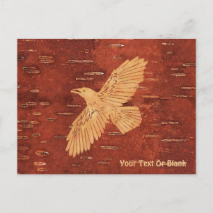 Rustic Raven On Inner Birch Bark Postcard