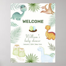 Rustic Rawr Volcano Dinosaur Baby Shower Welcome 
