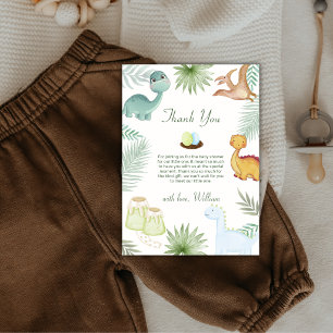 Rustic Rawr Volcano Tropical Dinosaur Baby Shower  Thank You Card