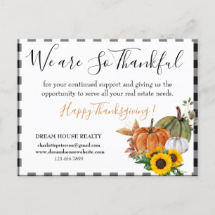 Rustic Real Estate Agent Business Thanksgiving   Holiday Postcard