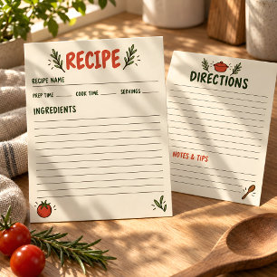 Rustic Recipe Card Ingredients and Directions