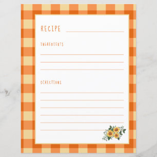 Rustic recipe page for cookbook binder organiser