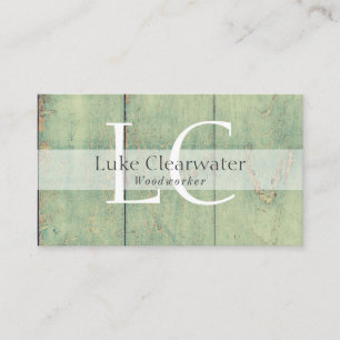 Rustic Reclaimed Vintage Barnwood   Monogram Business Card