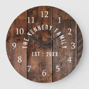 Rustic Reclaimed Wood  Family Name Large Clock
