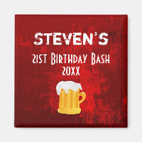 Rustic red Abstract Birthday Bash with Beer Mug