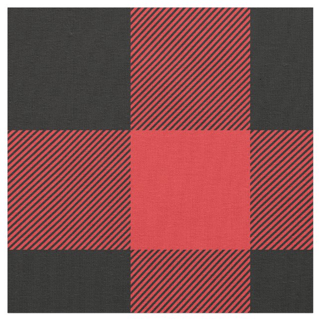 Rustic Red and Black Buffalo Plaid Fabric (Close Up)