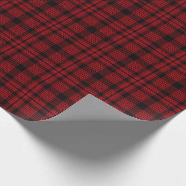 Rustic Red and Black Plaid Pattern Wrapping Paper (Corner)