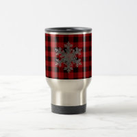 Rustic red and black plaid with snowflake detail