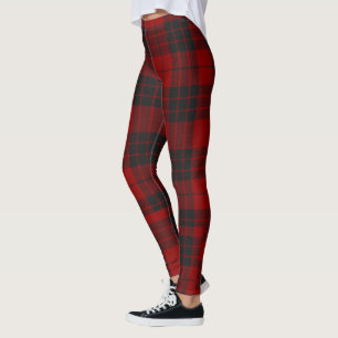 Rustic Red and Black Tartan Buffalo Pattern Plaid  Leggings