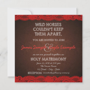 Rustic Red and Brown Country Wedding Invitation