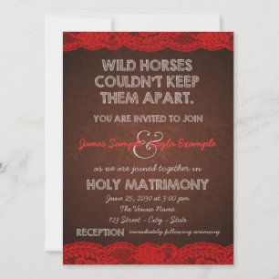 Rustic Red and Brown Wedding Invitation