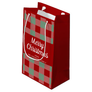 Rustic Red And Green Plaid Christmas Small Gift Bag