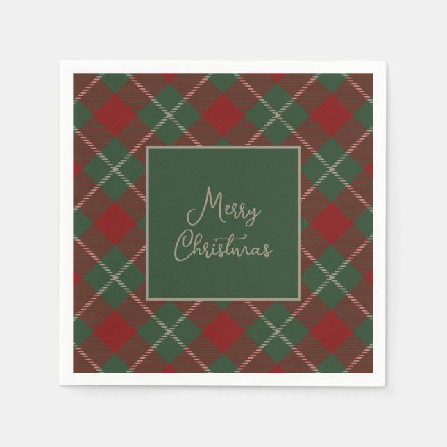 Rustic Red and Green Tartan Plaid Christmas Napkin (Front)