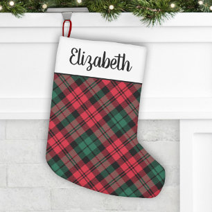 Rustic Red and Green Tartan Plaid Personalised Small Christmas Stocking