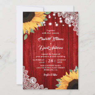Rustic Red and Sunflower Wedding Invitations