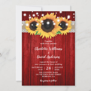 Rustic Red and Sunflower Wedding Invitations