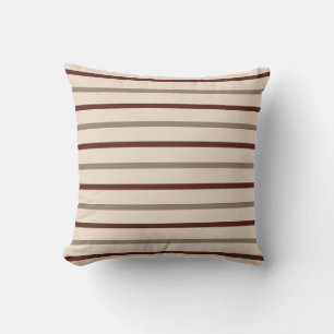 Rustic Red and Taupe Stripe Pillow