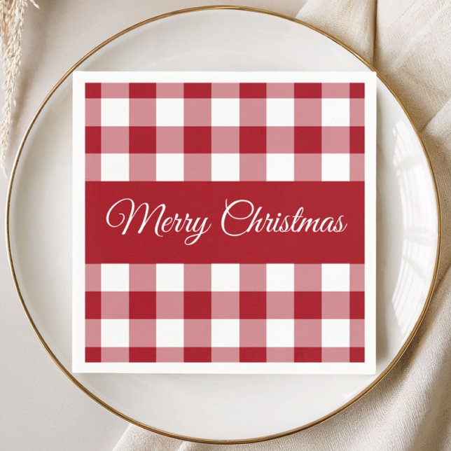 Rustic Red And White Plaid Christmas Napkin (Rustic Red And White Plaid Christmas Napkins)