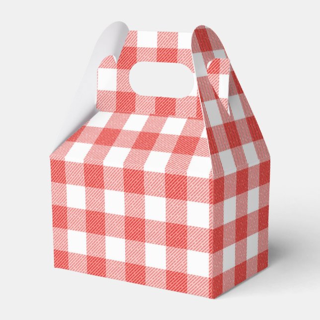 Rustic Red And White Plaid Gingham Wedding Party Favour Box (Front Side)